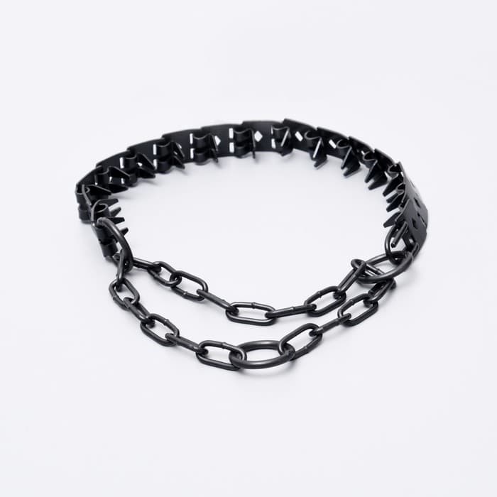 Строгий ошейник, 50×2.3 см, пластинчатый, вороненый, металл