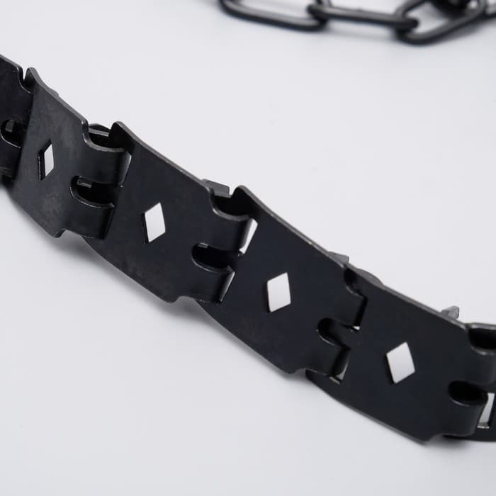 Строгий ошейник, 50×2.3 см, пластинчатый, вороненый, металл