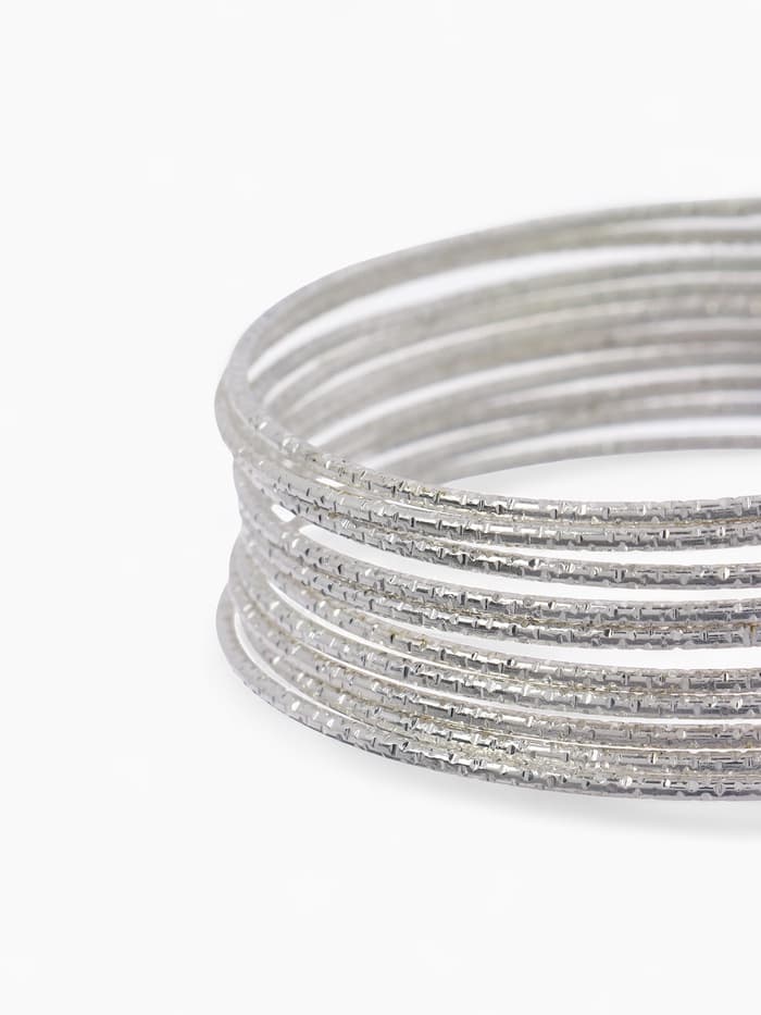 Браслеты металл «Каркас. Тонкая нить», набор 10 шт. d=6.5 см, цвет серебро