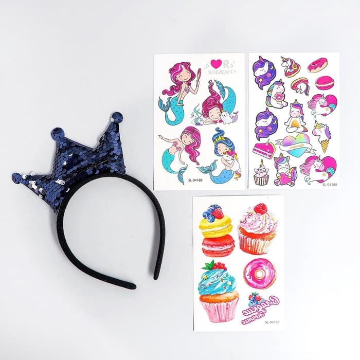 Переводные татуировки детские с ободком «Милая русалочка», тату — 25 шт.