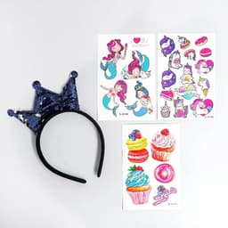 Переводные татуировки детские с ободком «Милая русалочка», тату — 25 шт.