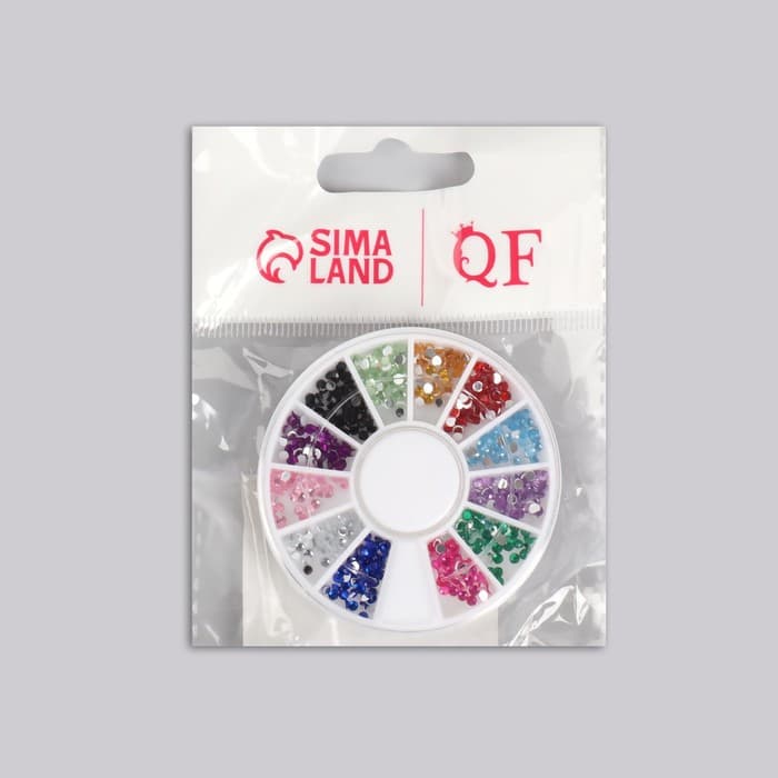 Стразы для декора, 12 ячеек, 2 мм, разноцветные