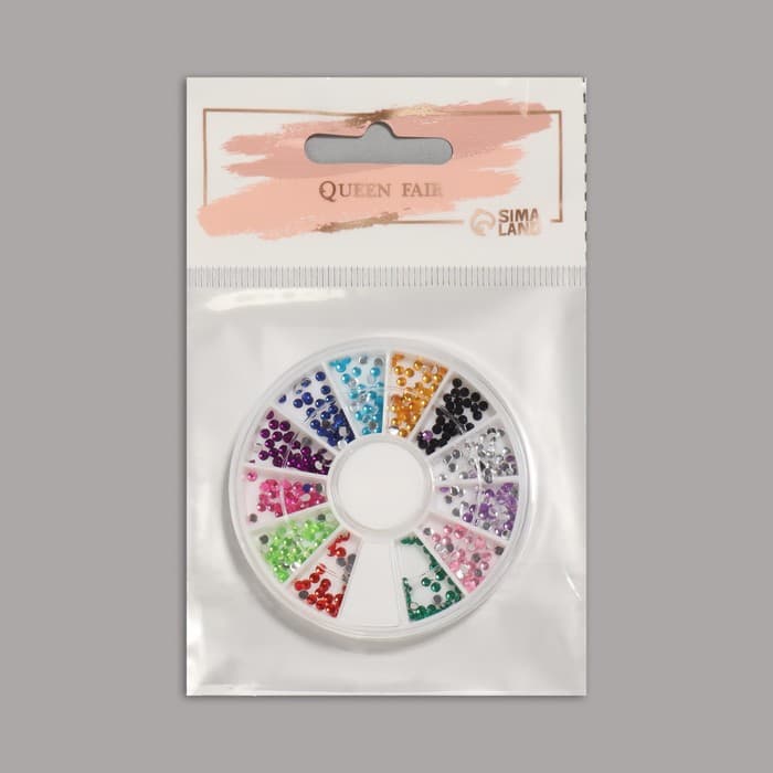 Стразы для декора, 12 ячеек, 2 мм, разноцветные