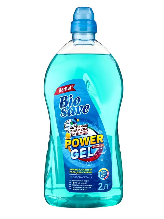 Жидкое средство для стирки Barhat Biosave «Свежесть океана», гель, универсальное, 2 л