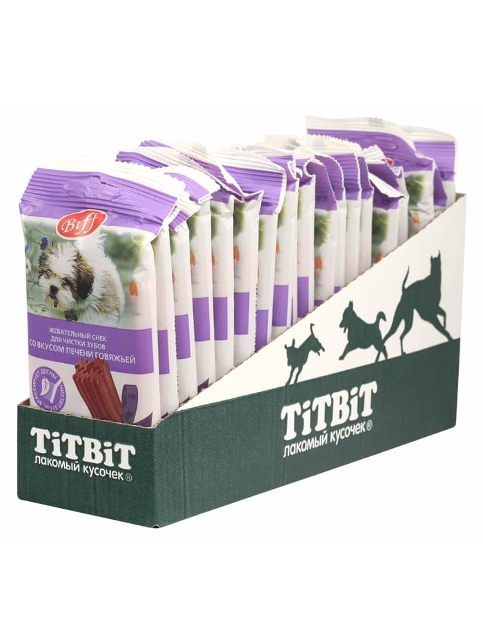 Жевательный снек Titbit со вкусом печени говяжьей для малых пород, 40 г