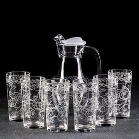 Набор питьевой с гравировкой «Флора», 7 предметов: графин 1 л, стаканы 230 мл, 6 шт.