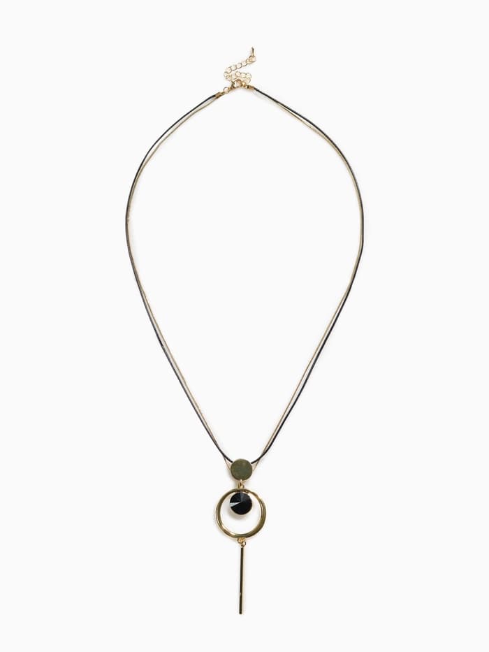 Кулон на цепочке «Цепь», тотем, кольцо с иголкой, чёрный в золоте, 72 см
