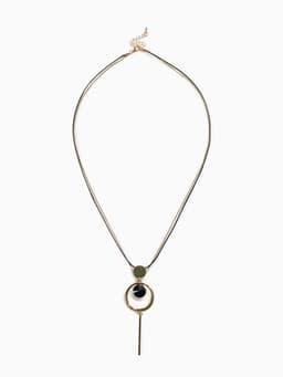 Кулон на цепочке «Цепь», тотем, кольцо с иголкой, чёрный в золоте, 72 см