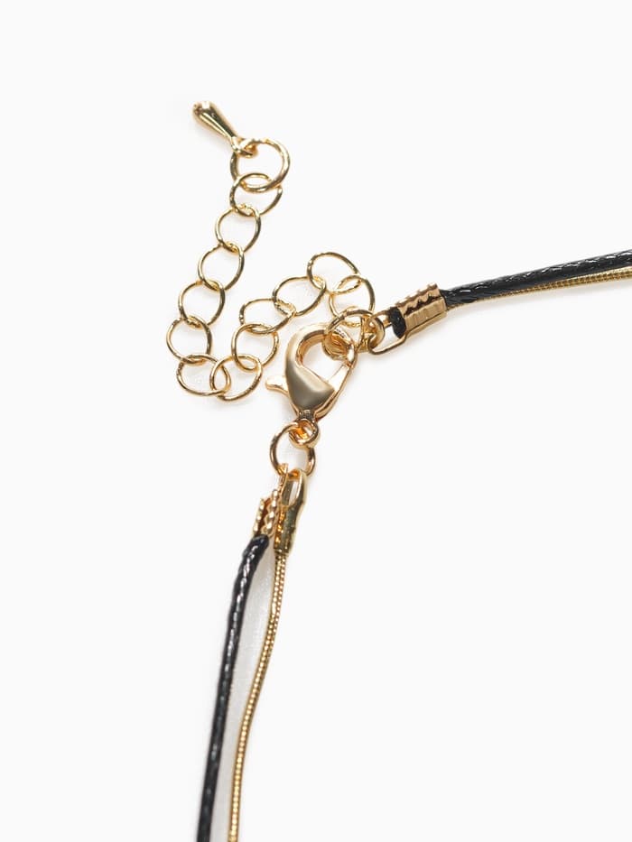 Кулон на цепочке «Цепь», тотем, кольцо с иголкой, чёрный в золоте, 72 см