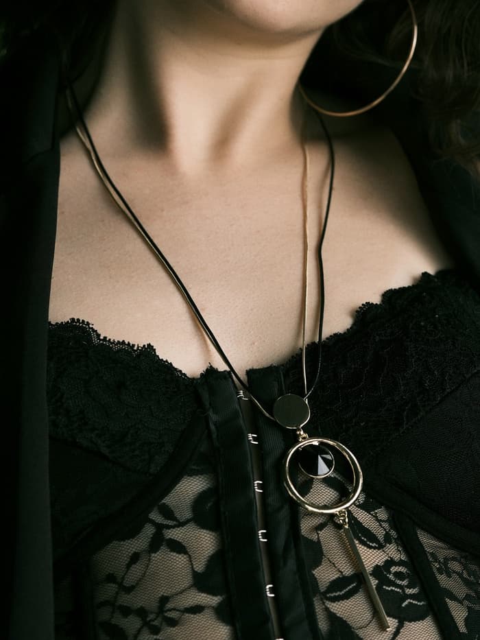 Кулон на цепочке «Цепь», тотем, кольцо с иголкой, чёрный в золоте, 72 см