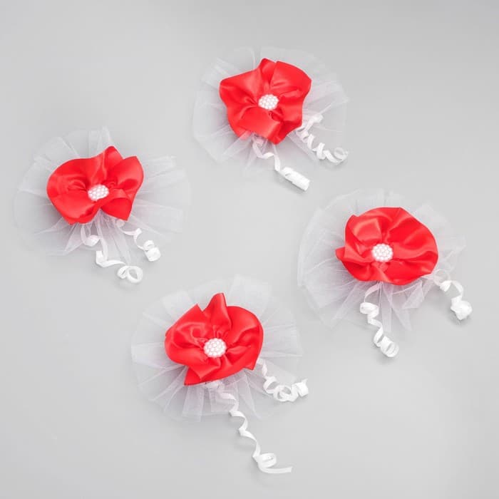 Бант для декора, набор 4 шт., красный