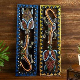 Панно «Черепашка и ящерица», 50×15×1 см, дерево, МИКС