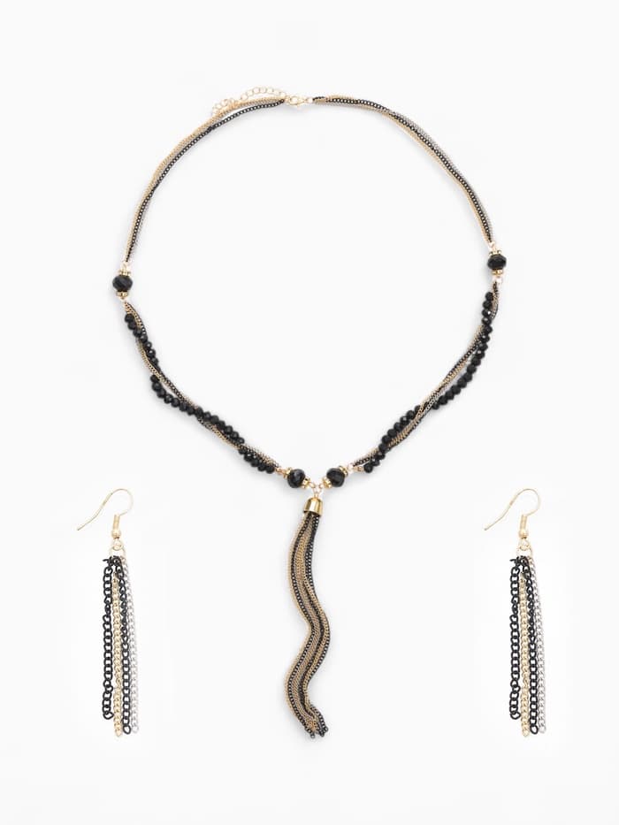 Набор 2 предмета: серьги, бусы «Унисон», накрученность, цвет золото в чёрном, 60 см