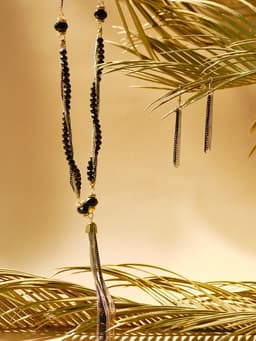 Набор 2 предмета: серьги, бусы «Унисон», накрученность, цвет золото в чёрном, 60 см