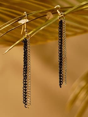 Набор 2 предмета: серьги, бусы «Унисон», накрученность, цвет золото в чёрном, 60 см