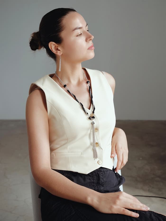 Набор 2 предмета: серьги, бусы «Унисон» накрученность, чёрный в серебре, 60 см