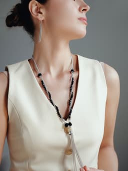 Набор 2 предмета: серьги, бусы «Унисон» накрученность, чёрный в серебре, 60 см