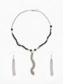 Набор 2 предмета: серьги, бусы «Унисон» накрученность, чёрный в серебре, 60 см