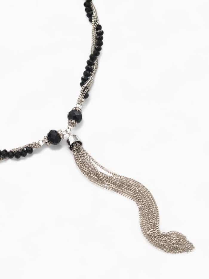 Набор 2 предмета: серьги, бусы «Унисон» накрученность, чёрный в серебре, 60 см