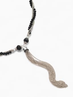 Набор 2 предмета: серьги, бусы «Унисон» накрученность, чёрный в серебре, 60 см