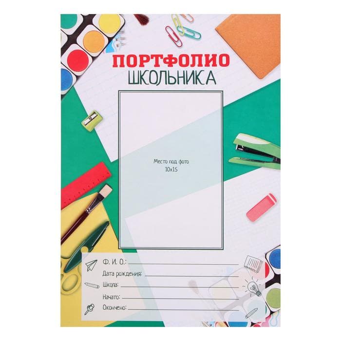 Папка школьная на кольцах «Портфолио школьника», 10 листов-разделителей, 24.5×32 см
