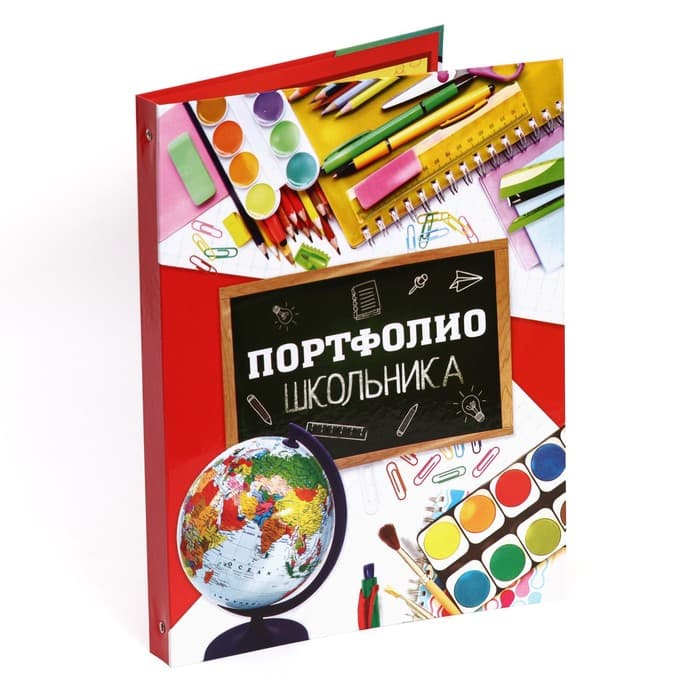 Папка школьная на кольцах «Портфолио школьника», 10 листов-разделителей, 24.5×32 см