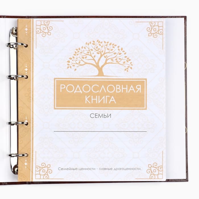 Родословная книга «Семейная летопись», с деревянным элементом, 84 страницы, 24.5×23×4 см
