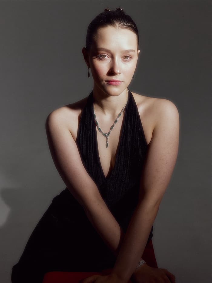 Набор 2 предмета: серьги, колье «Листопад», ромб, изумрудно-белый в серебре, 45 см