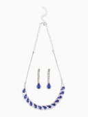 Набор 2 предмета: серьги, колье «Листопад», капли, сине-белый в серебре, 45 см