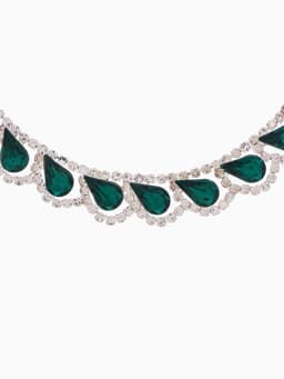 Набор 2 предмета: серьги, колье «Листопад», капли, зелёно-белый в серебре, 45 см