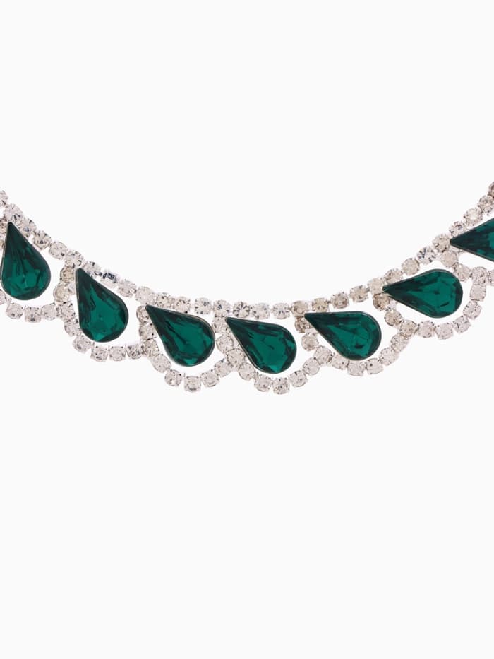 Набор 2 предмета: серьги, колье «Листопад», капли, зелёно-белый в серебре, 45 см