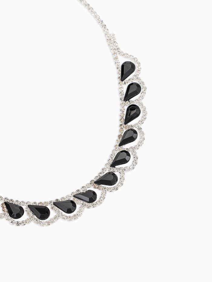 Набор 2 предмета: серьги, колье «Листопад», капли, чёрно-белый в серебре, 45 см