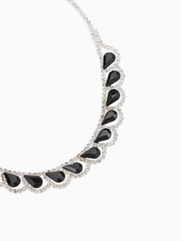 Набор 2 предмета: серьги, колье «Листопад», капли, чёрно-белый в серебре, 45 см