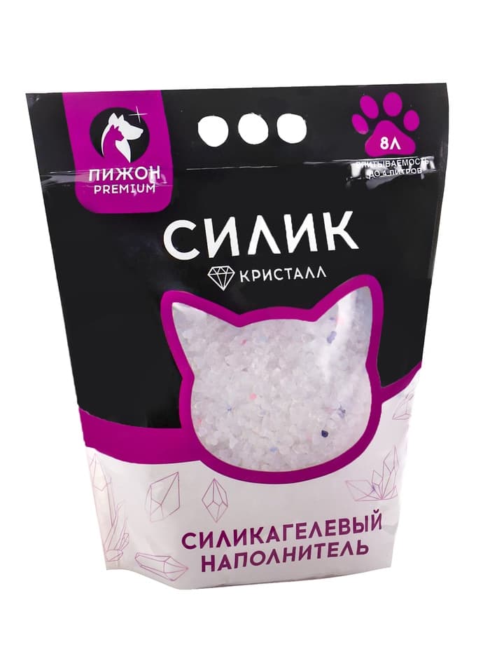 Наполнитель силикагелевый «Пижон Premium Crystal», колотый, 4 л