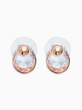 Серьги со стразами «Пусеты» гвоздик классика, d=0.5 см, белые в розово