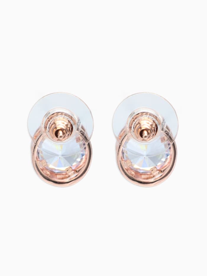 Серьги со стразами «Пусеты» гвоздик классика, d=0.5 см, белые в розово