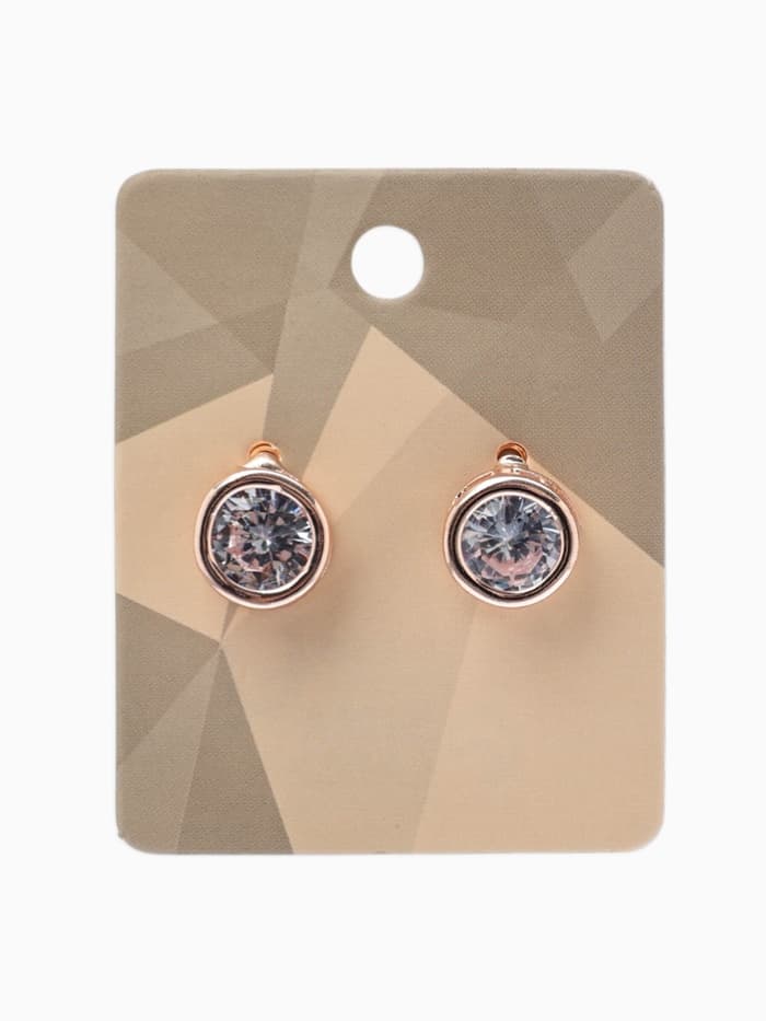 Серьги со стразами «Пусеты» гвоздик классика, d=0.5 см, белые в розово