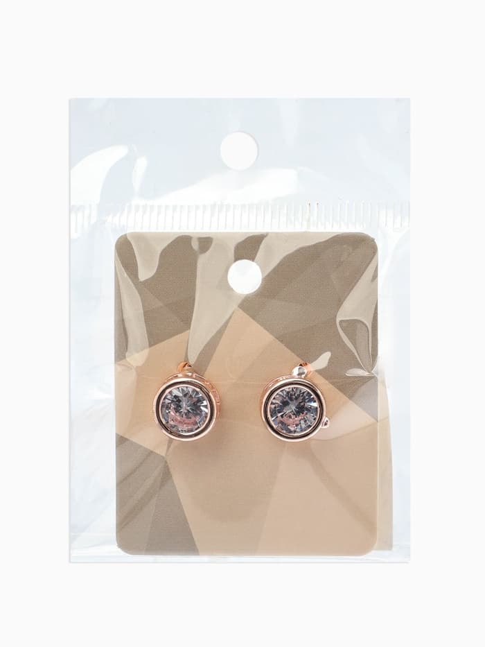 Серьги со стразами «Пусеты» гвоздик классика, d=0.5 см, белые в розово