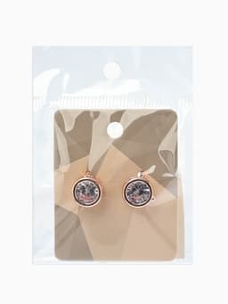 Серьги со стразами «Пусеты» гвоздик классика, d=0.5 см, белые в розово