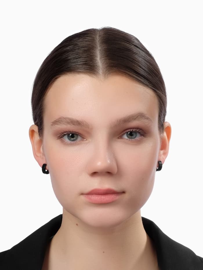 Серьги кольца чёрные QF «Нео», d=1.4 см