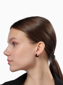 Серьги кольца чёрные QF «Нео», d=1.4 см