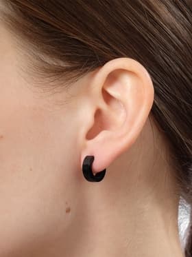 Серьги кольца чёрные QF «Нео», d=1.4 см