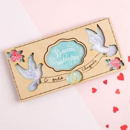 Конверт для денег с деревянным элементом «С Днём Свадьбы!» голуби, 16.5×8 см