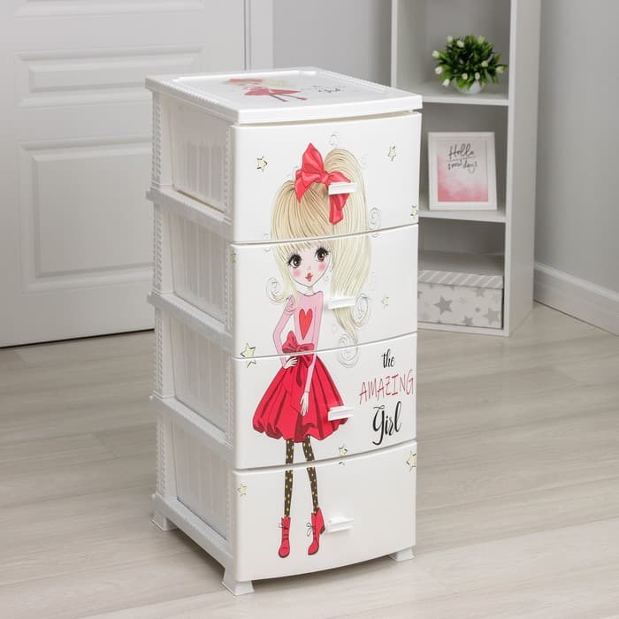 Комод 4-х секционный «Декор. Красотка», 38.5×47×95 см, белый