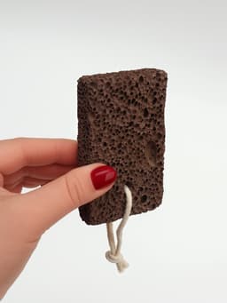 Натуральная пемза для педикюра, с подвесом, 10×6 см, в коробке, коричневая