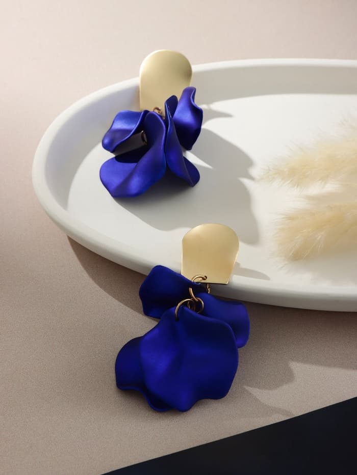 Серьги ассорти «Ветер», неровность, цвет сине-золотой