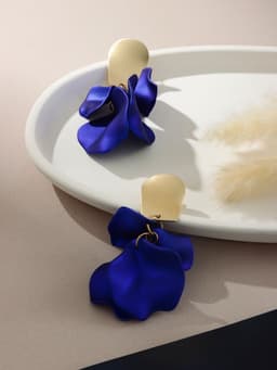 Серьги ассорти «Ветер», неровность, цвет сине-золотой