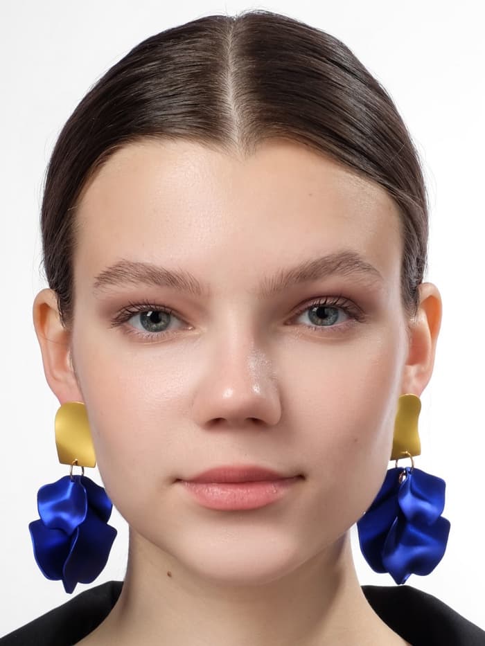 Серьги ассорти «Ветер», неровность, цвет сине-золотой