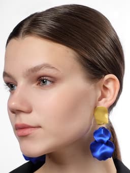 Серьги ассорти «Ветер», неровность, цвет сине-золотой