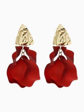 Серьги ассорти «Ветер», мятые треугольники, цвет красно-золотой